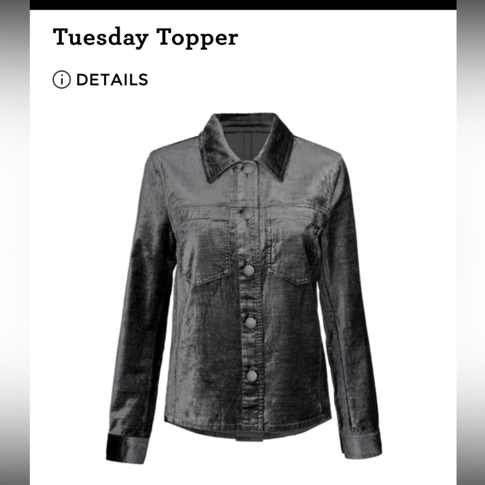 Cabi XL Tuesday Topper (rarely worn) gunmetal crushed velvet 
smoke free home